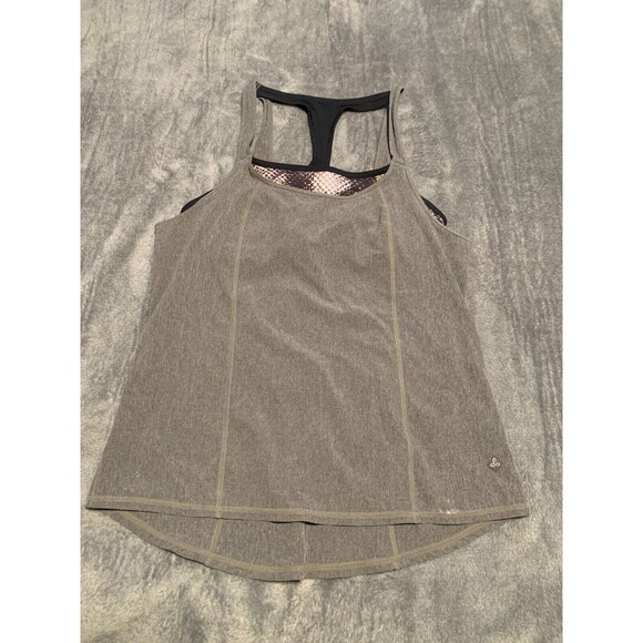 Prana Tank Top Womens Small Gray Contrast Built in Bra Sleeveless‎ Athleisure - Picture 1 of 10